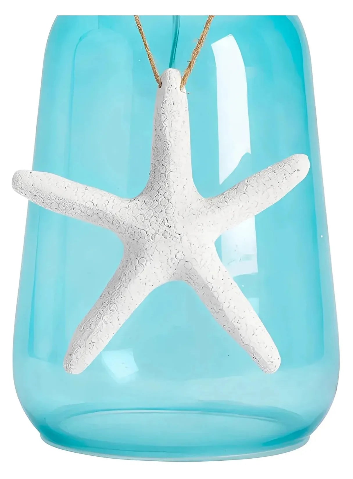White Starfish - Blue Glass Bottle - Table Lamps (2-Pack), Coastal