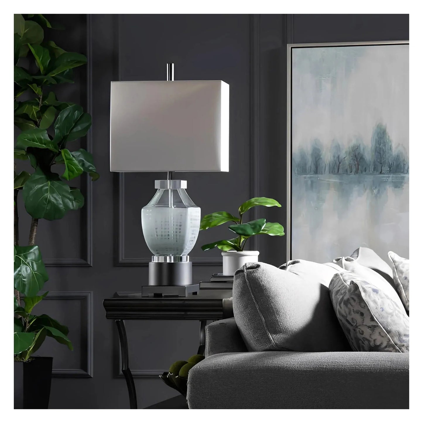 Elnath of Kennebec Bay Table Lamps (2-Pack), Grey, Contemporary