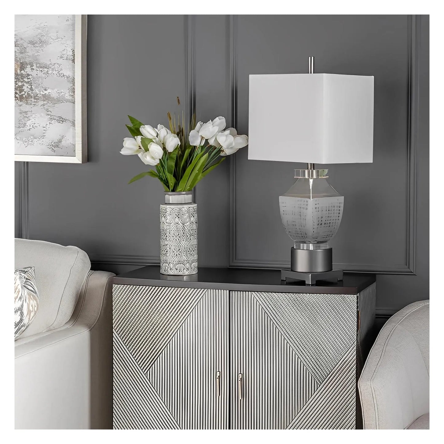 Elnath of Kennebec Bay Table Lamps (2-Pack), Grey, Contemporary