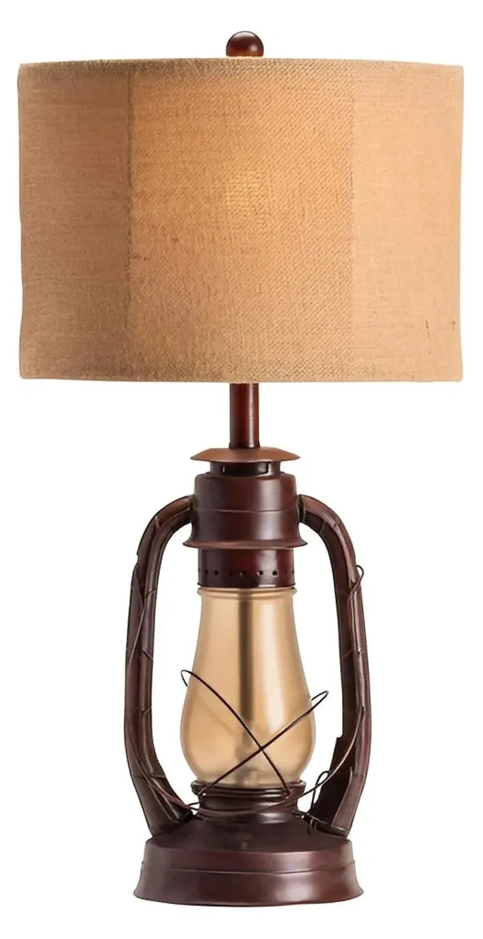 Mirfak Lantern of Granite Point Table Lamps (2-Pack), Red, Brown, Rustic