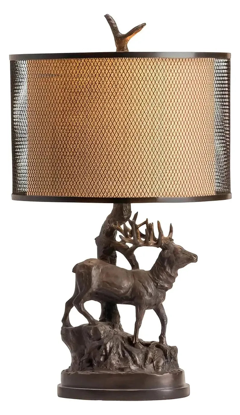 Elk at Dawn Table Lamps (2-Pack), Bronze, Rustic