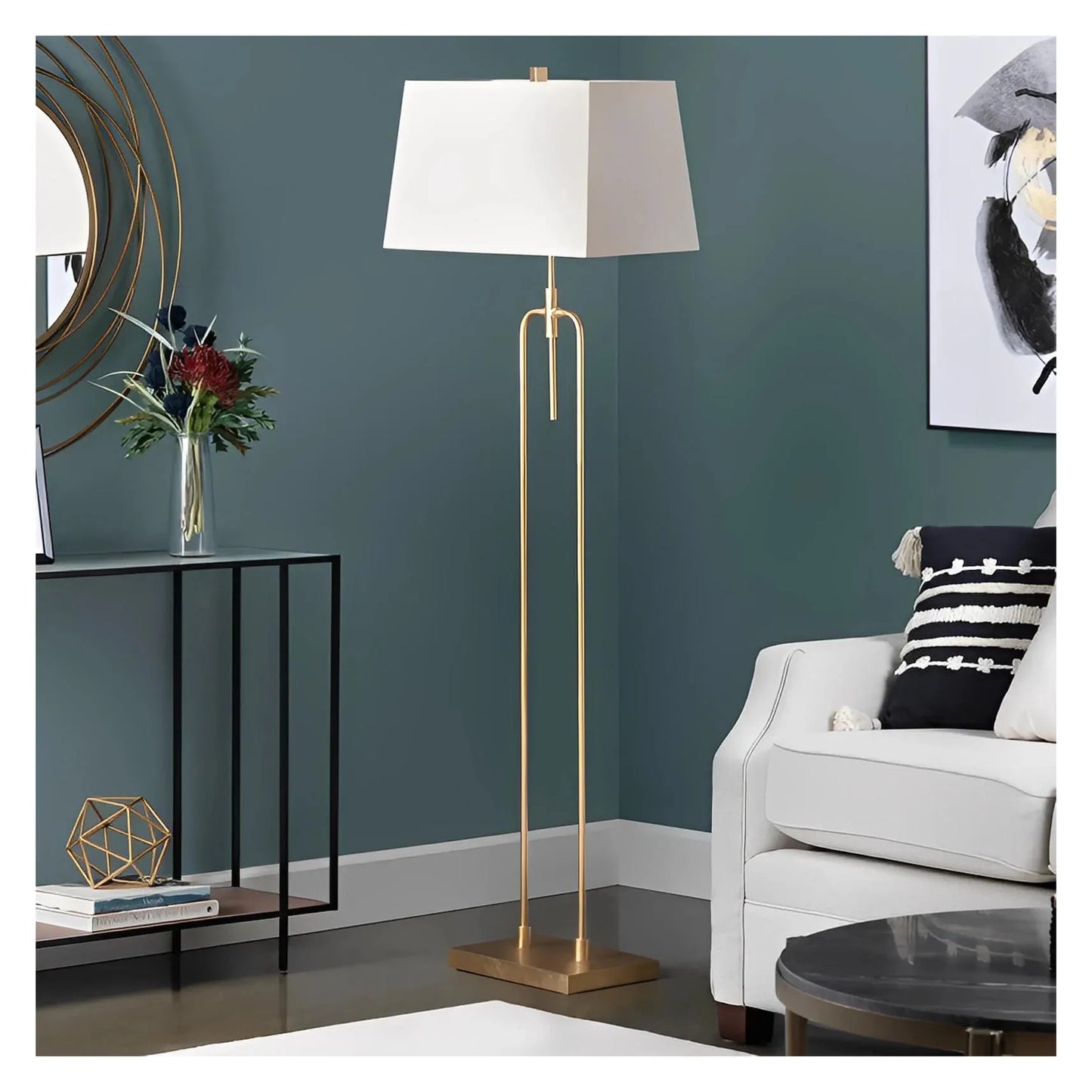 Merak of Kennebec Bay Floor Lamp, Gold, Contemporary