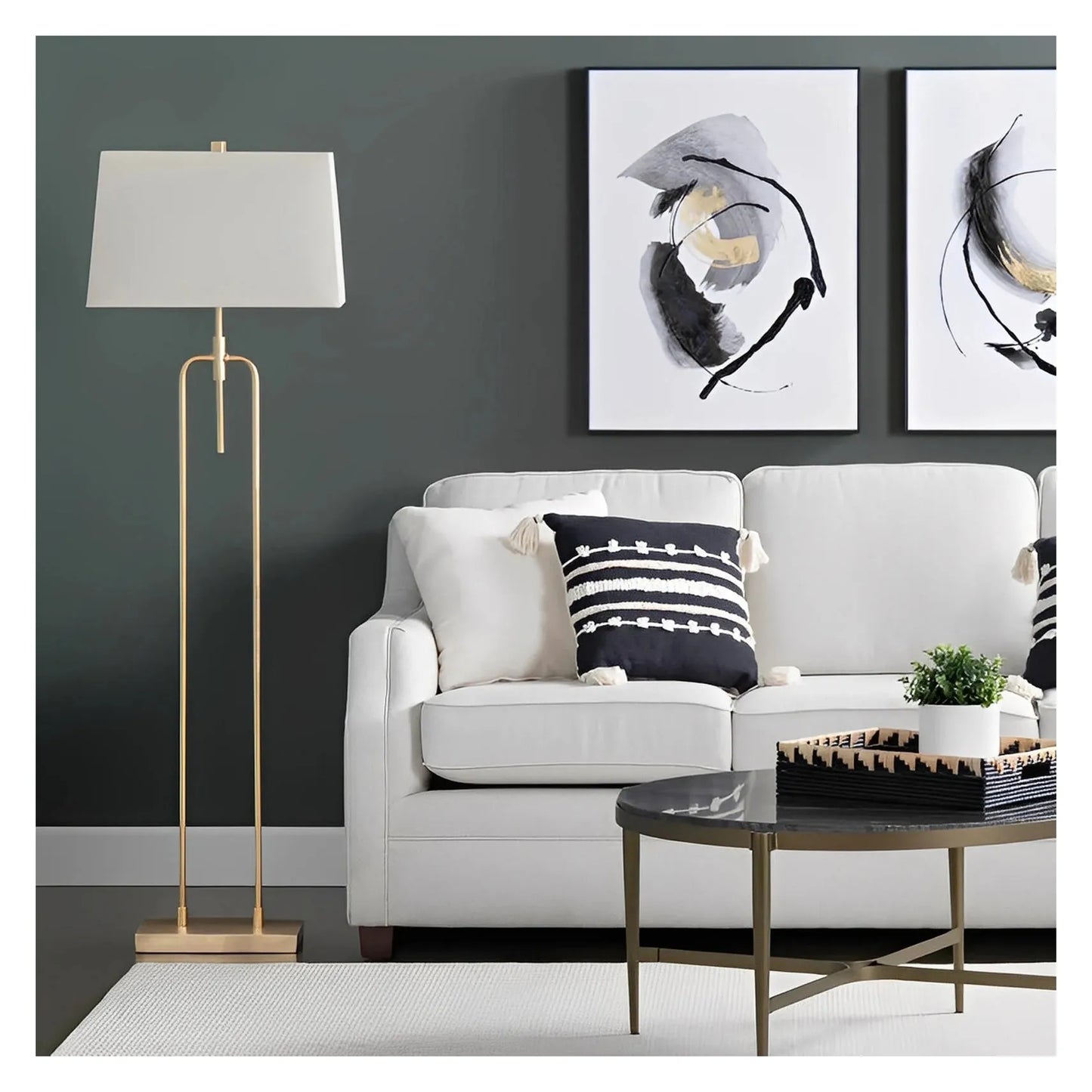 Merak of Kennebec Bay Floor Lamp, Gold, Contemporary