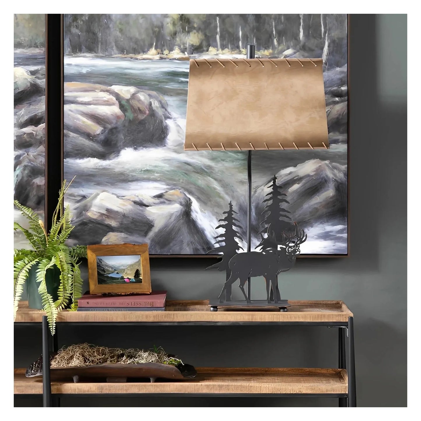 Naos of Woodstock Table Lamps (2-Pack), Black, Rustic