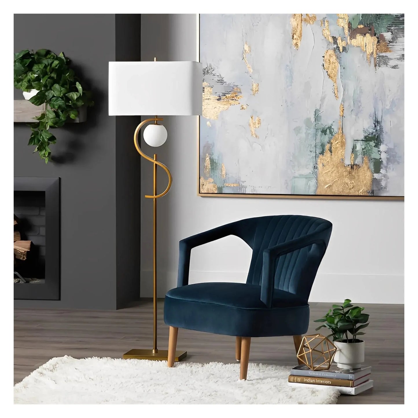 Unukalhai of Essex Harbor Floor Lamp, Gold, Contemporary