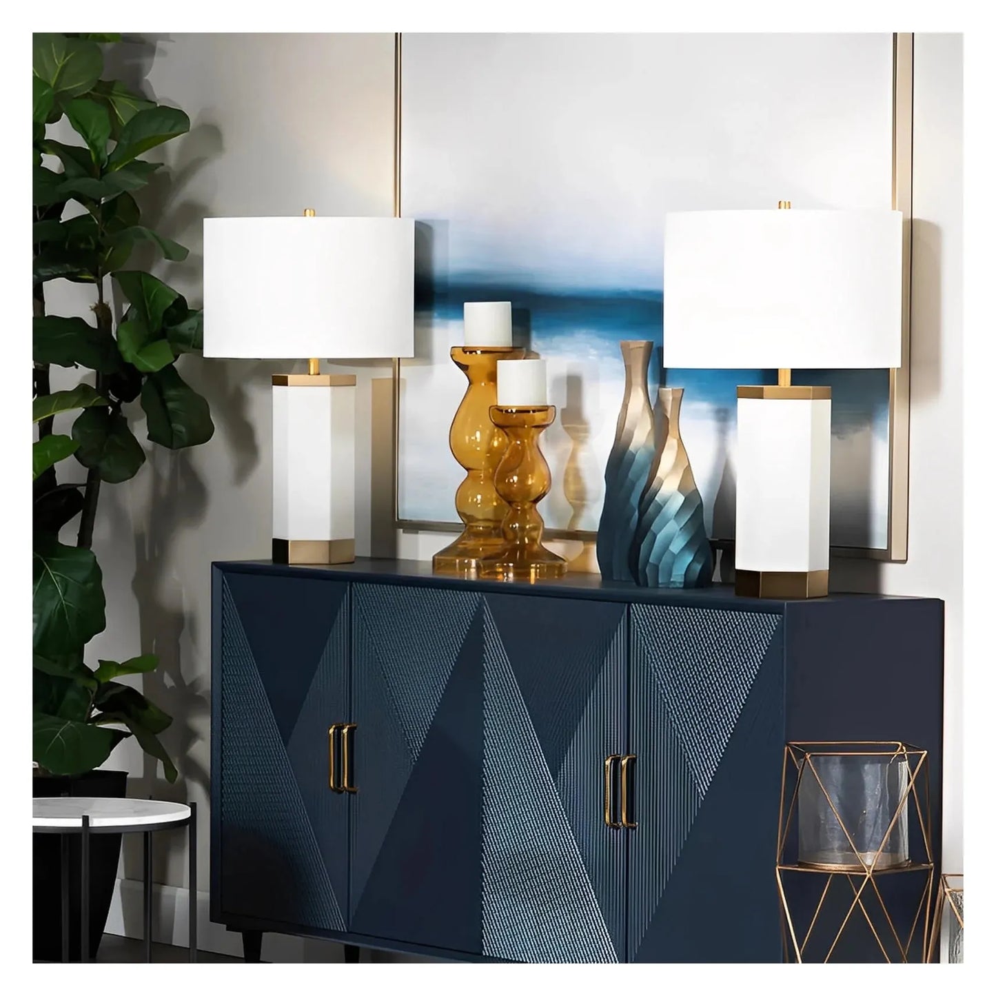 Wasat of Bay Harbor Table Lamps (2-Pack), White, Contemporary