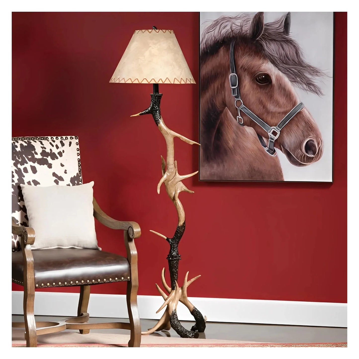 Antares Antlers Floor Lamp, Brown, Rustic
