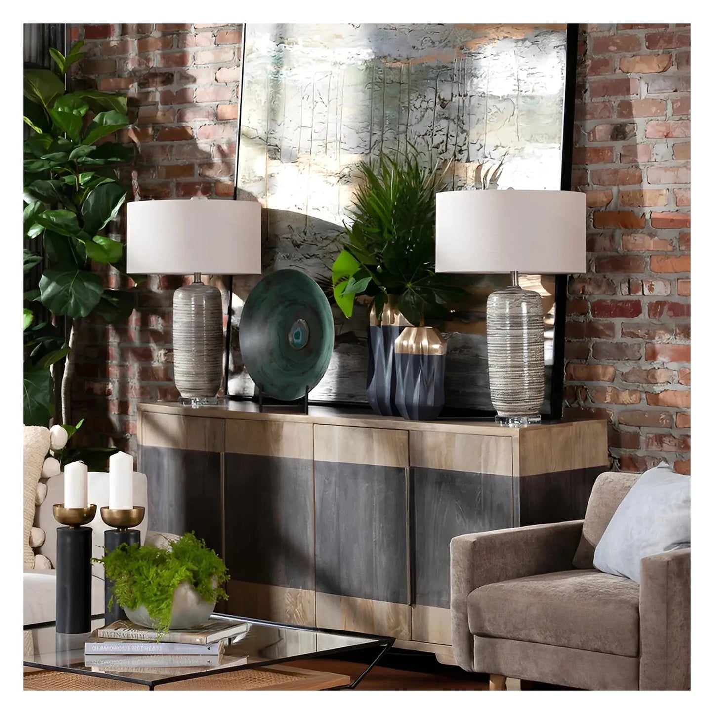 Wezen of Brunswick Table Lamps (2-Pack), Grey, Transitional