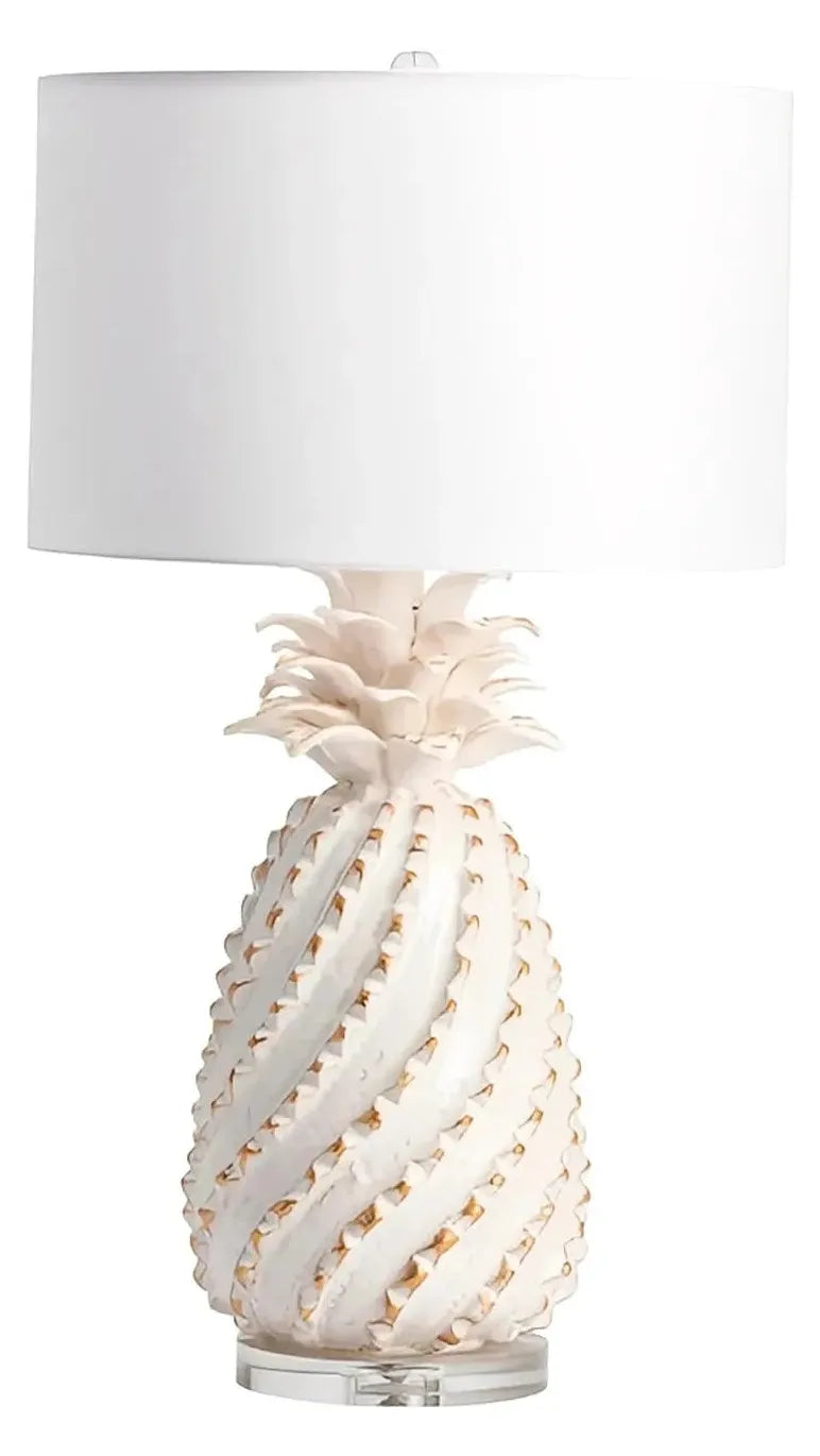 Diphda Pineapple Table Lamps (2-Pack), White, Coastal
