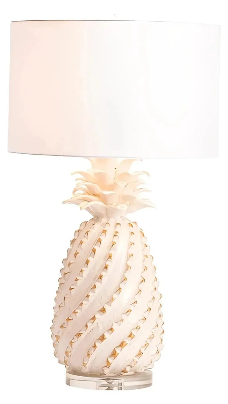 Diphda Pineapple Table Lamps (2-Pack), White, Coastal
