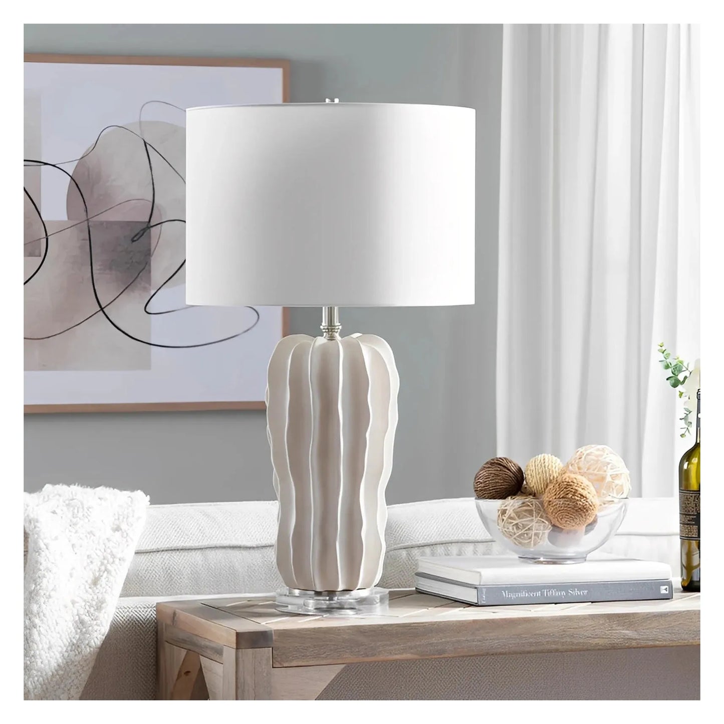 Beid of Elmwood Table Lamps (2-Pack), Beige, Transitional