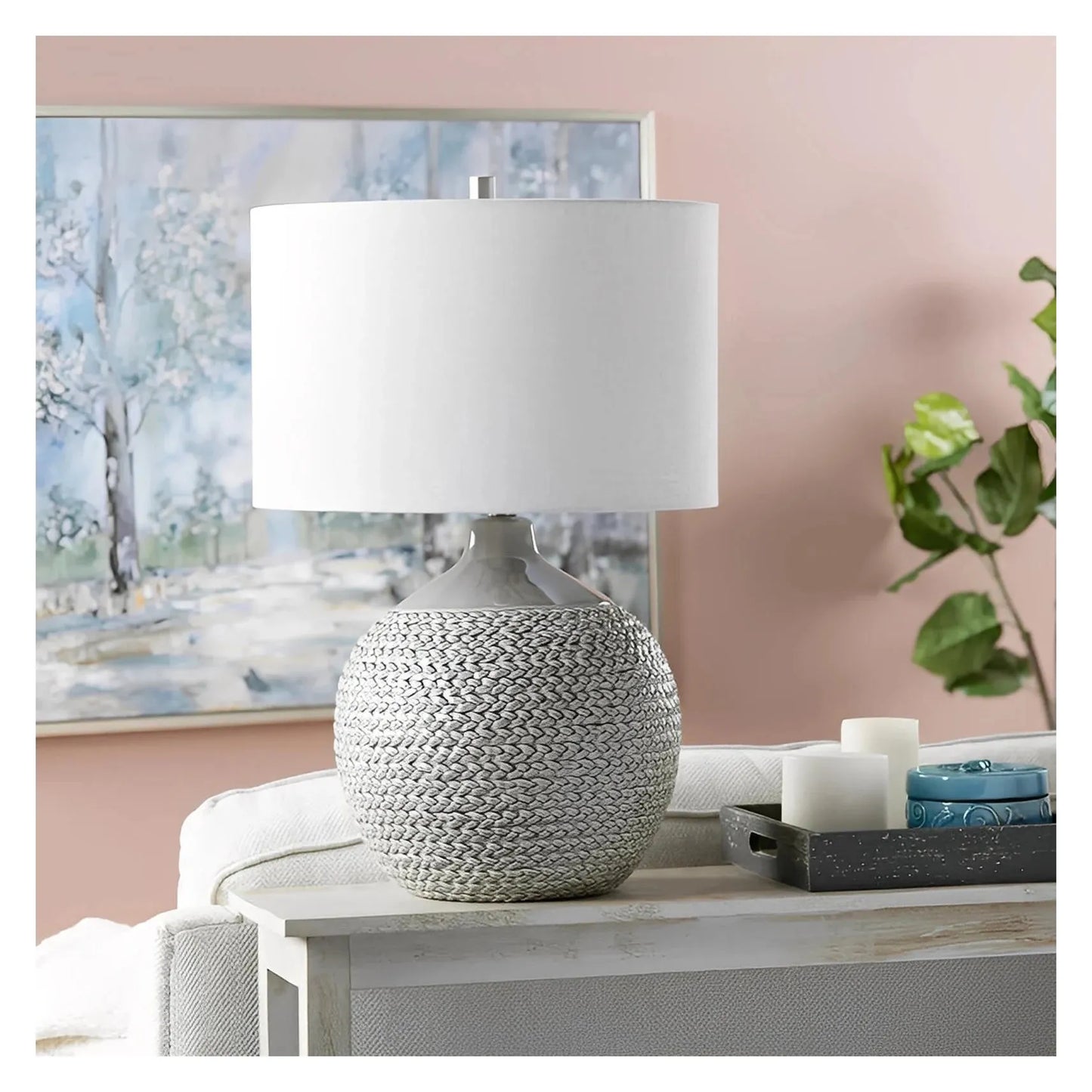 Achernar of Ocean Point Table Lamps (2-Pack), Grey, Traditional