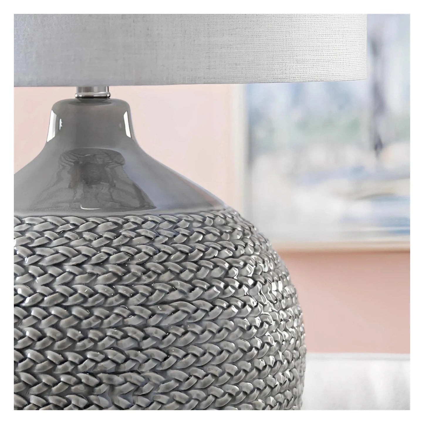 Achernar of Ocean Point Table Lamps (2-Pack), Grey, Traditional