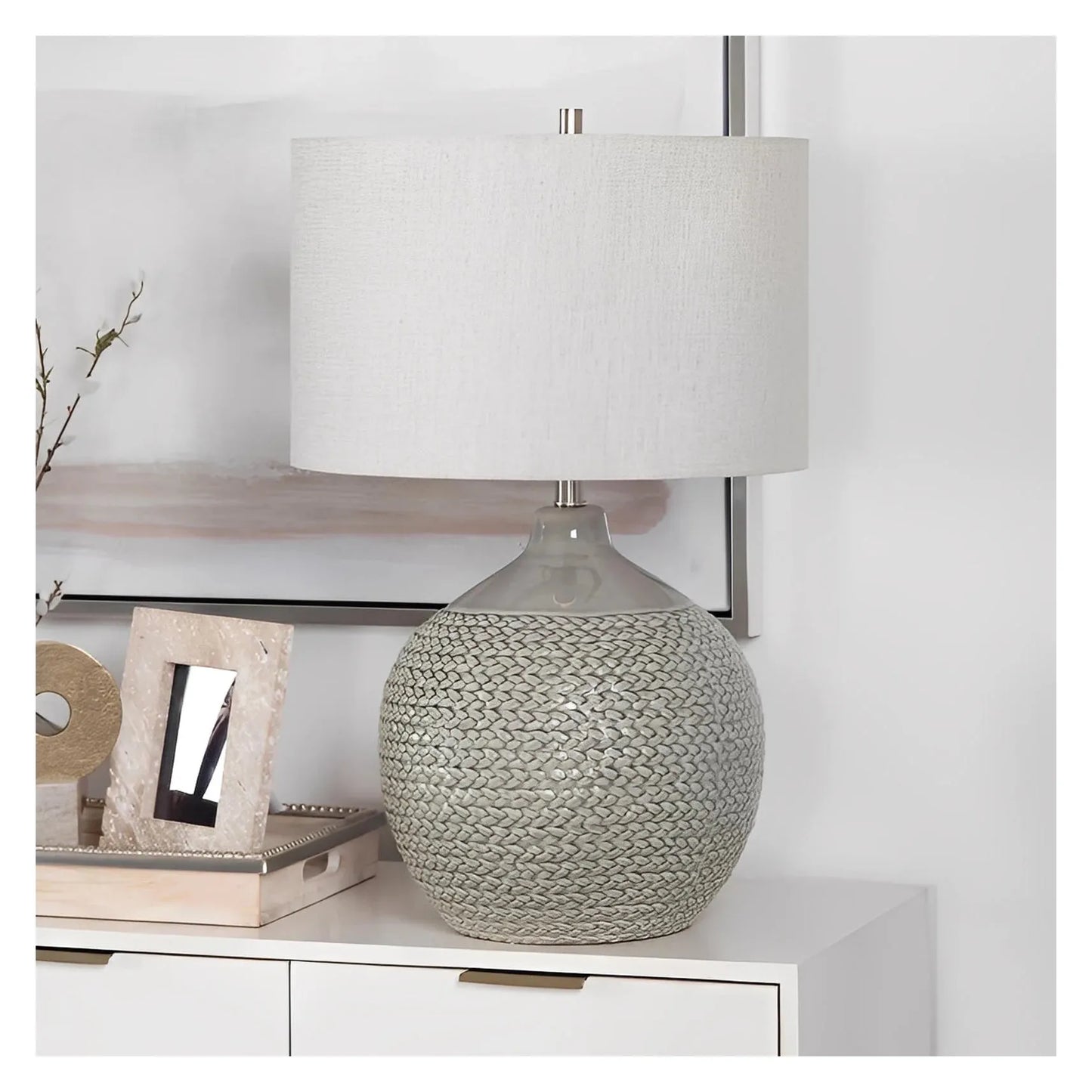 Achernar of Ocean Point Table Lamps (2-Pack), Grey, Traditional