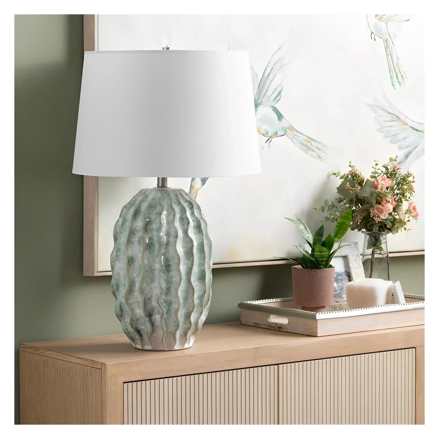 Fomalhaut of Hudson Valley Table Lamps (2-Pack), Green, Coastal