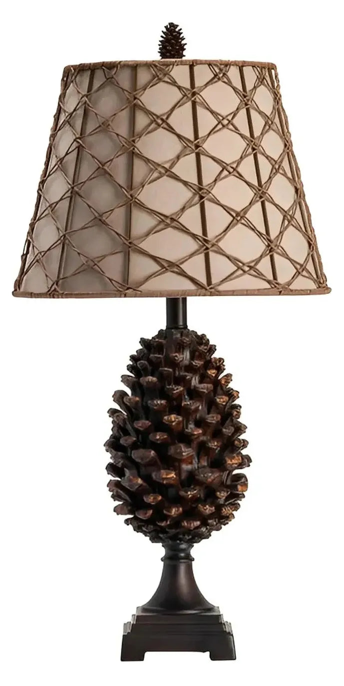 Tarazed of York Harbor Table Lamps (2-Pack), Brown, Rustic, Pine Cone