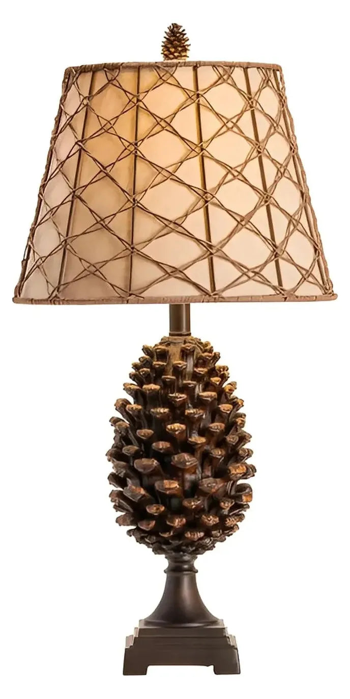 Tarazed of York Harbor Table Lamps (2-Pack), Brown, Rustic, Pine Cone
