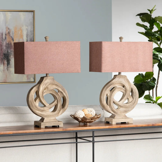Enif of Lowell Table Lamps (2-Pack), Brown, Rustic