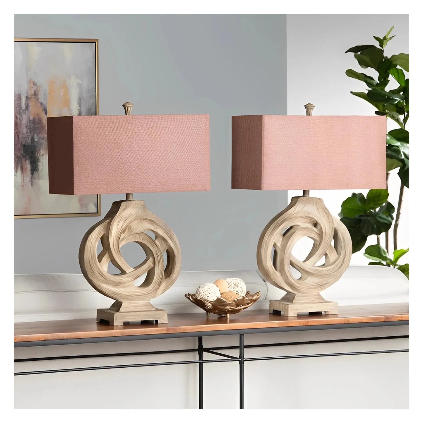 Enif of Lowell Table Lamps (2-Pack), Brown, Rustic