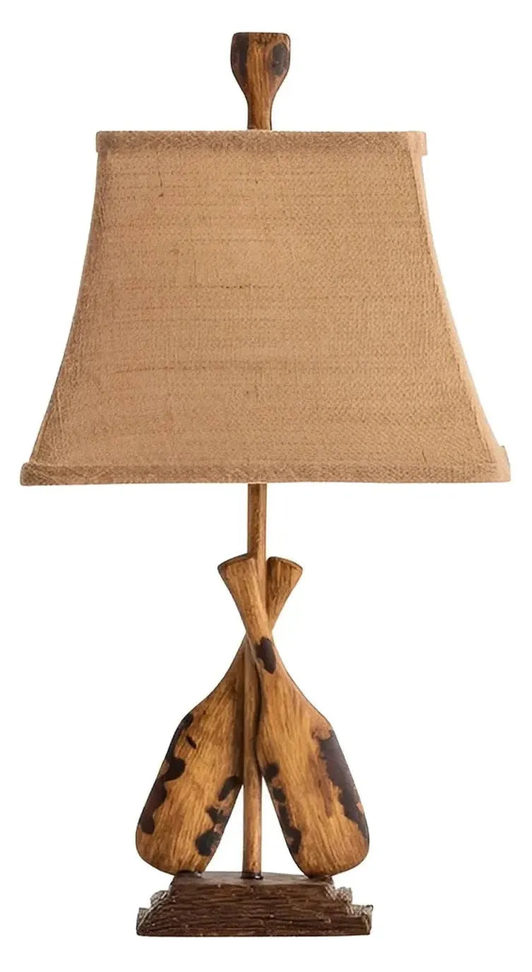 Boat Paddles of Lake Champlain Table Lamps (2-Pack), Brown, Rustic