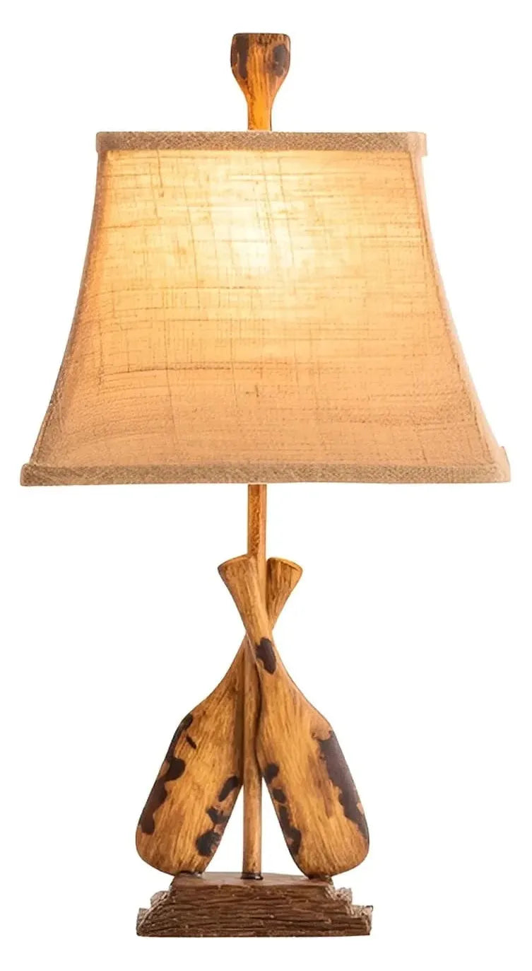 Boat Paddles of Lake Champlain Table Lamps (2-Pack), Brown, Rustic