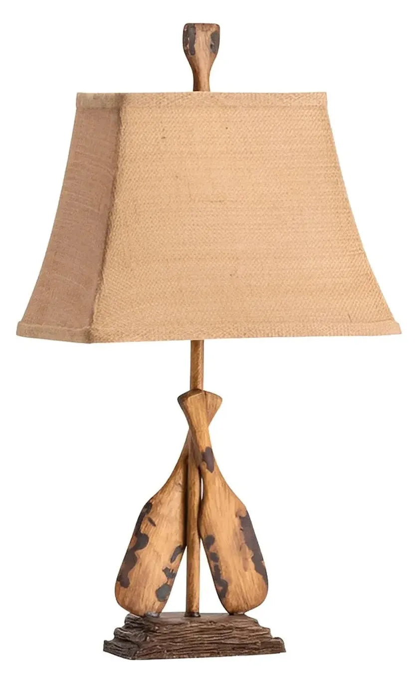 Boat Paddles of Lake Champlain Table Lamps (2-Pack), Brown, Rustic