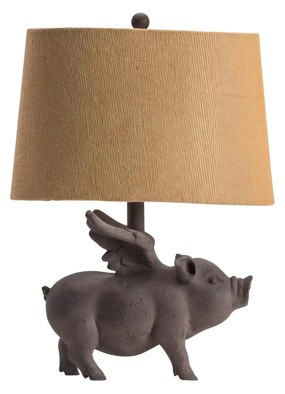 Flying Pig of Marblehead Table Lamps (2-Pack), Grey, Rustic