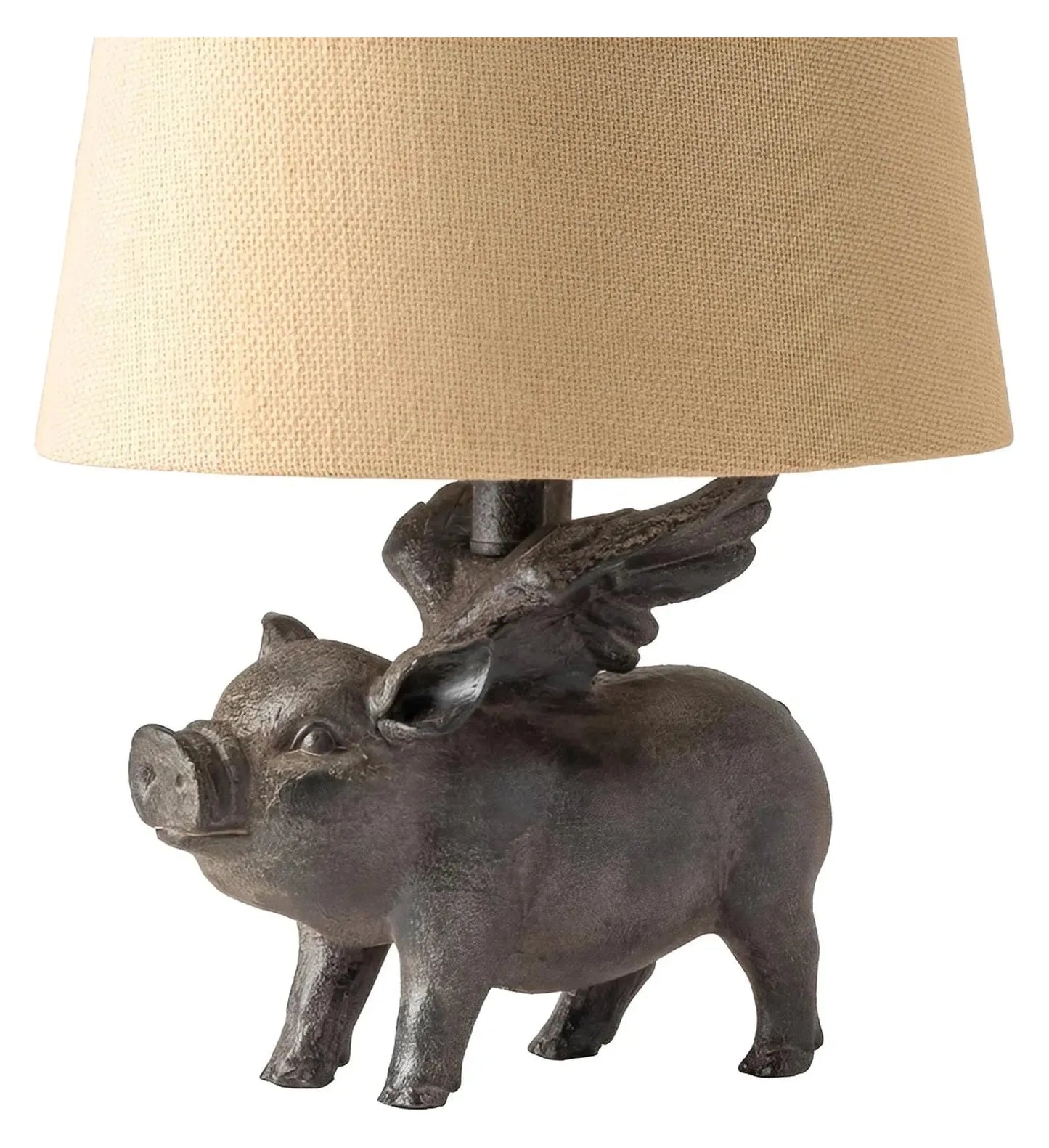 Flying Pig of Marblehead Table Lamps (2-Pack), Grey, Rustic