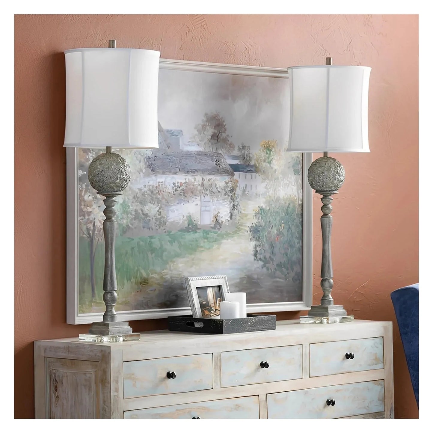 Rho of Bennington Table Lamps (2-Pack), Grey, Traditional