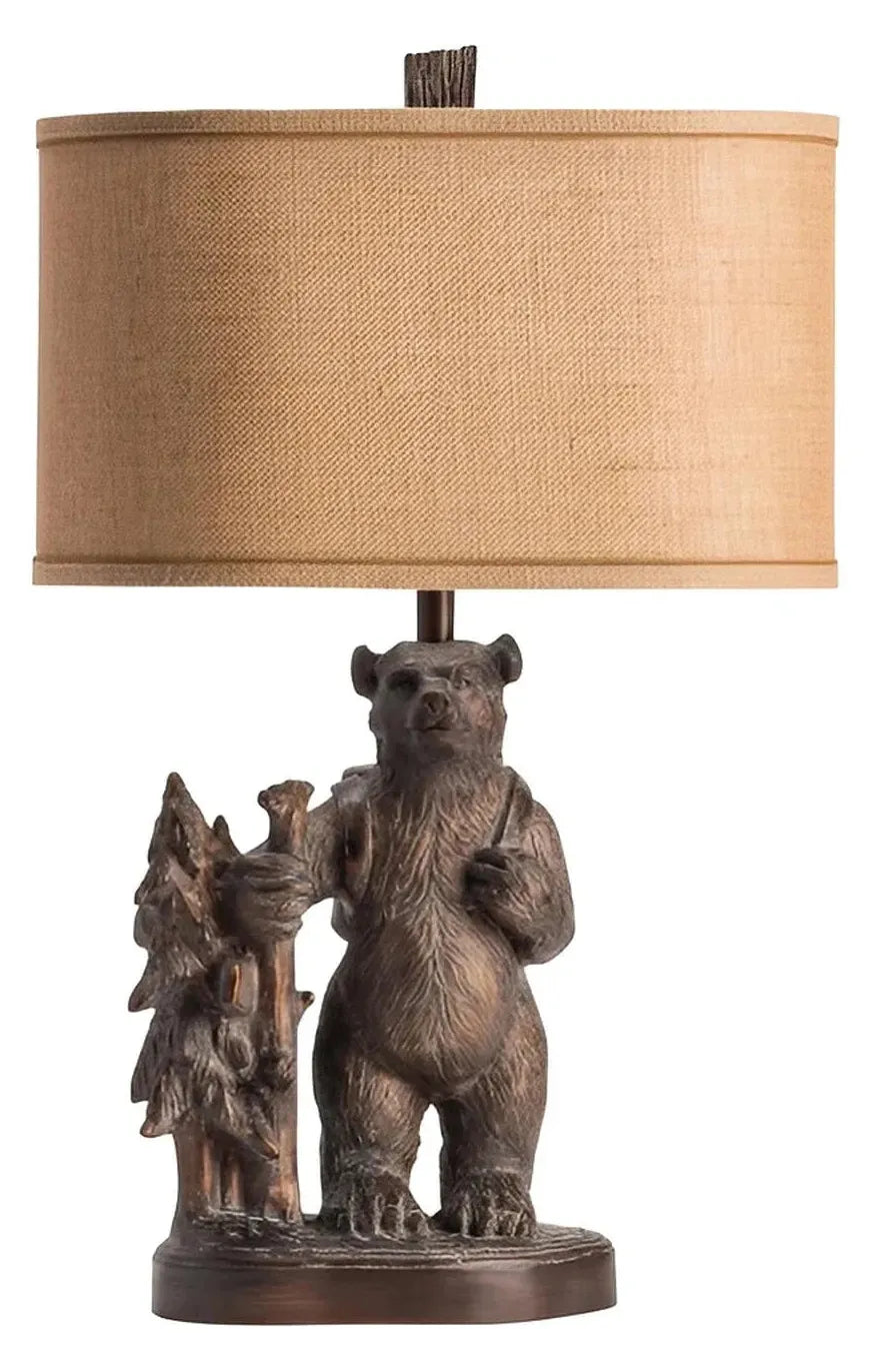 Saida Hiking Bear Table Lamps (2-Pack), Brown, Rustic