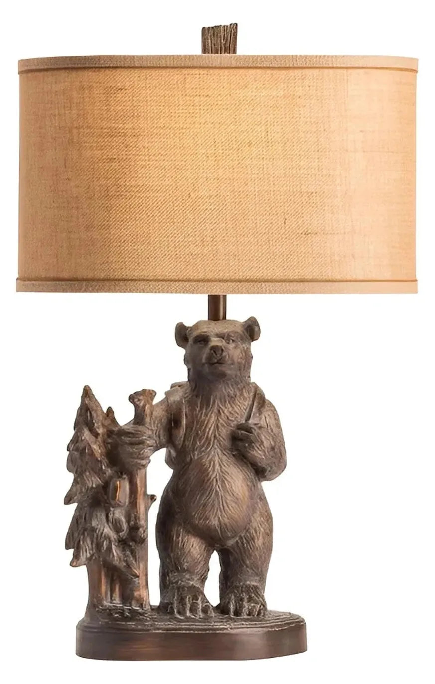 Saida Hiking Bear Table Lamps (2-Pack), Brown, Rustic