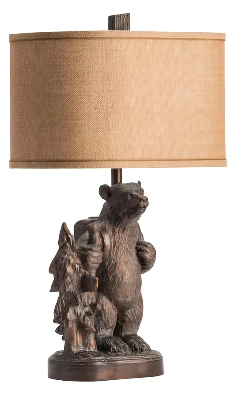 Saida Hiking Bear Table Lamps (2-Pack), Brown, Rustic