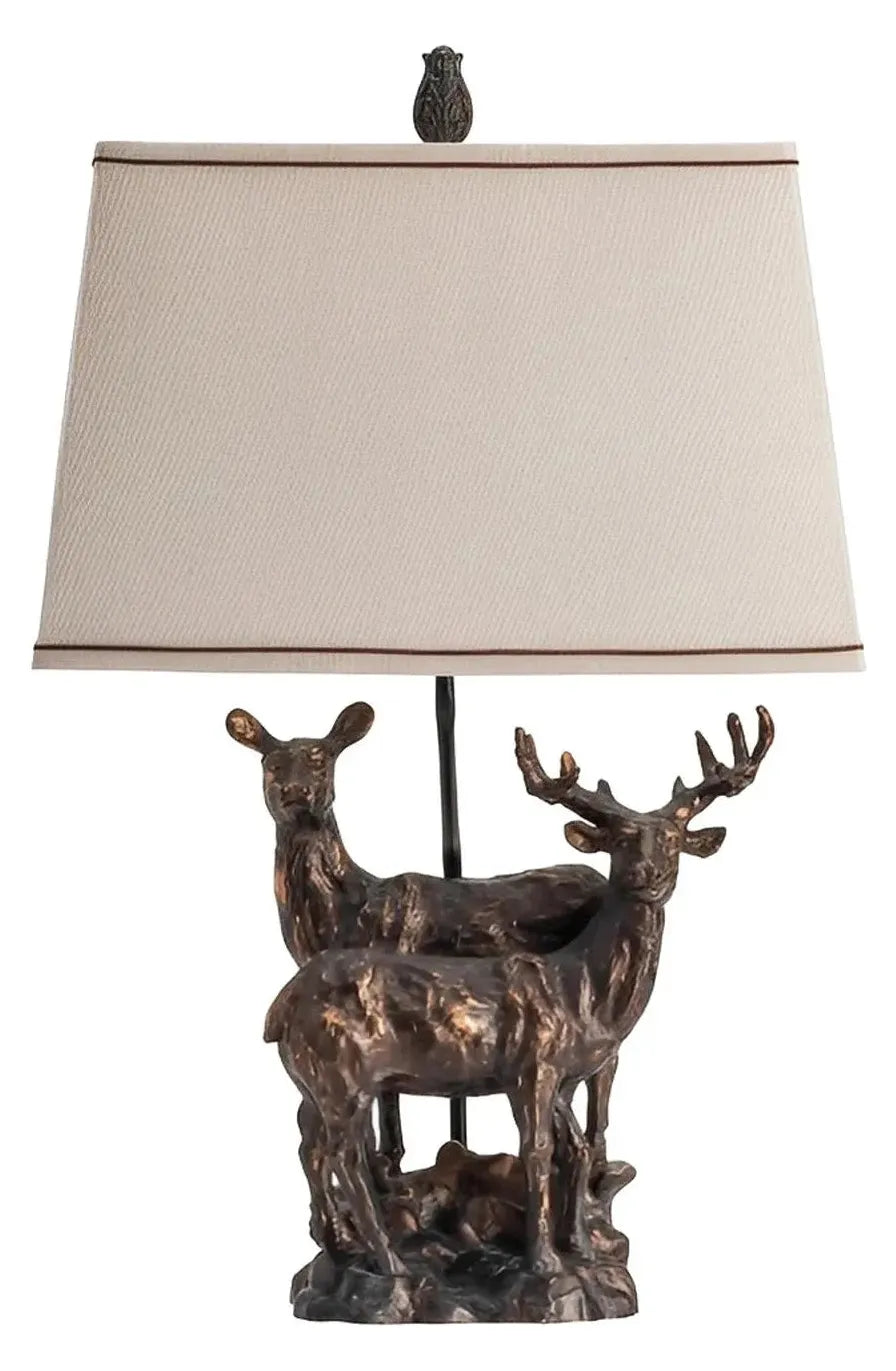 Pair of Deer Table Lamps (2-Pack), Bronze, Rustic