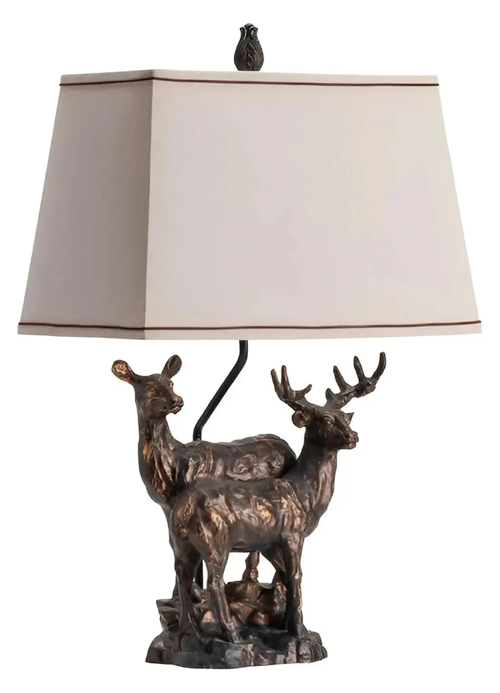 Pair of Deer Table Lamps (2-Pack), Bronze, Rustic