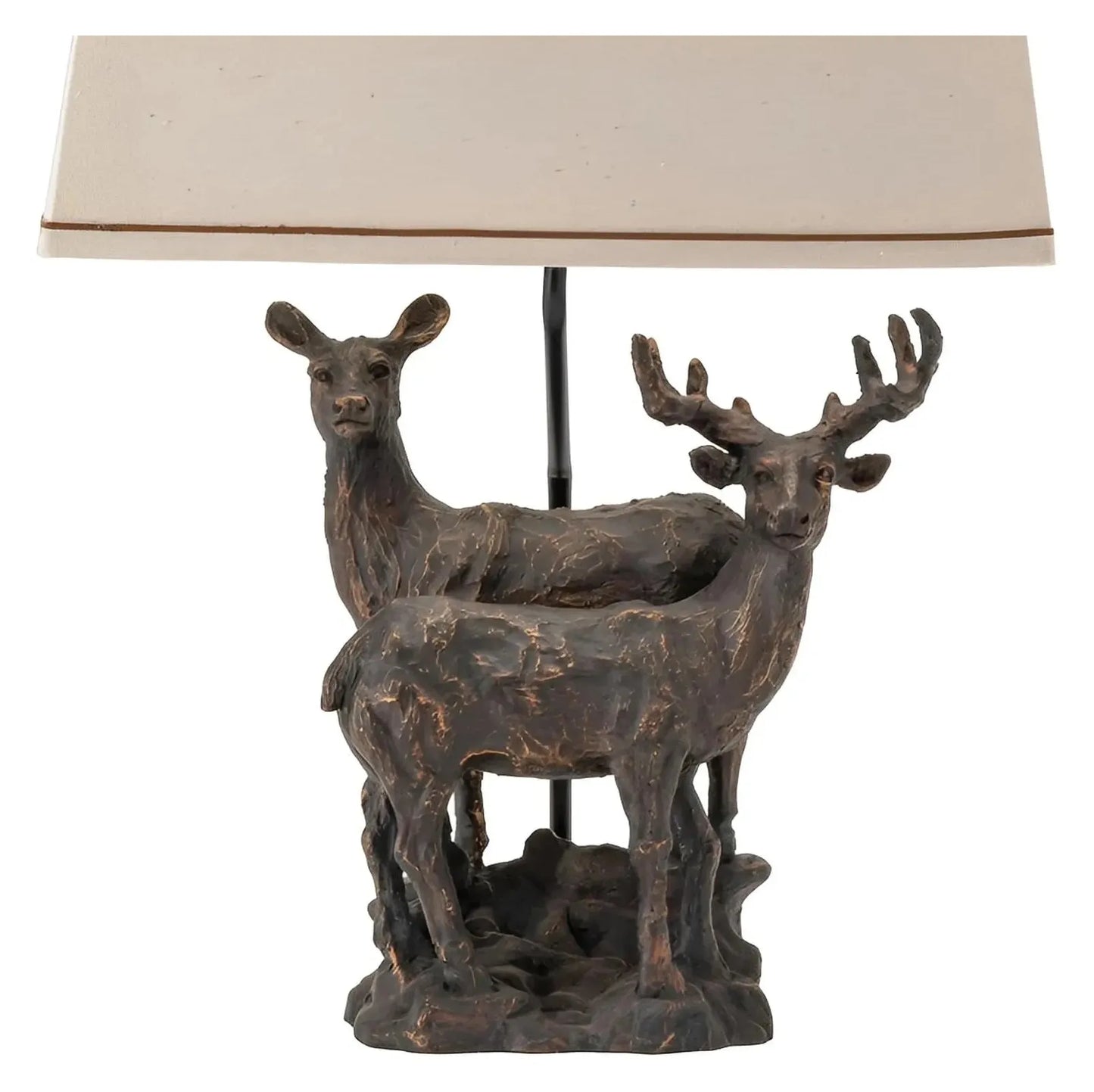 Pair of Deer Table Lamps (2-Pack), Bronze, Rustic