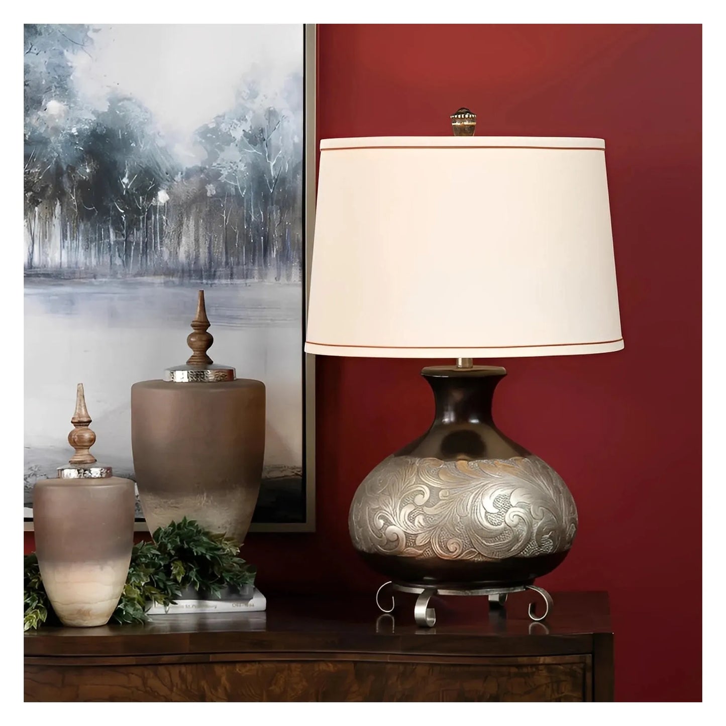 Maia of Ipswich Table Lamps (2-Pack), Grey, Rustic