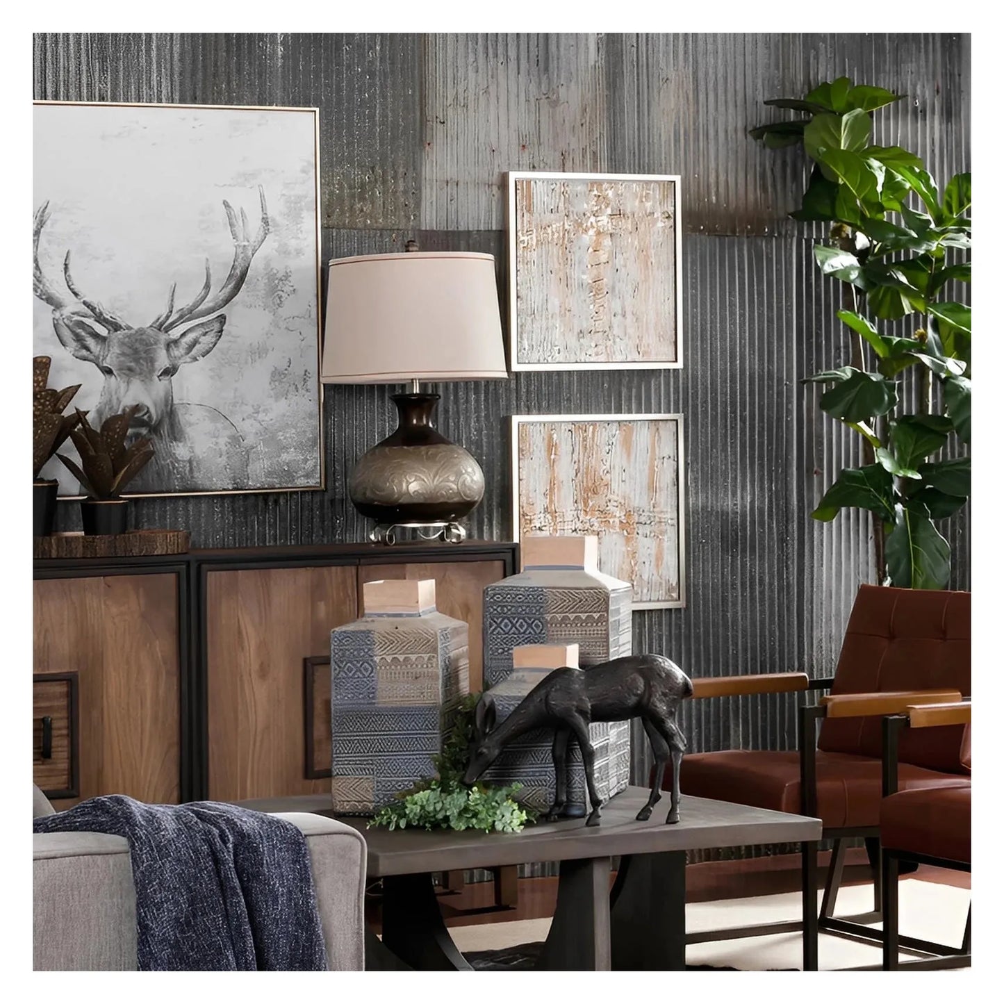 Maia of Ipswich Table Lamps (2-Pack), Grey, Rustic