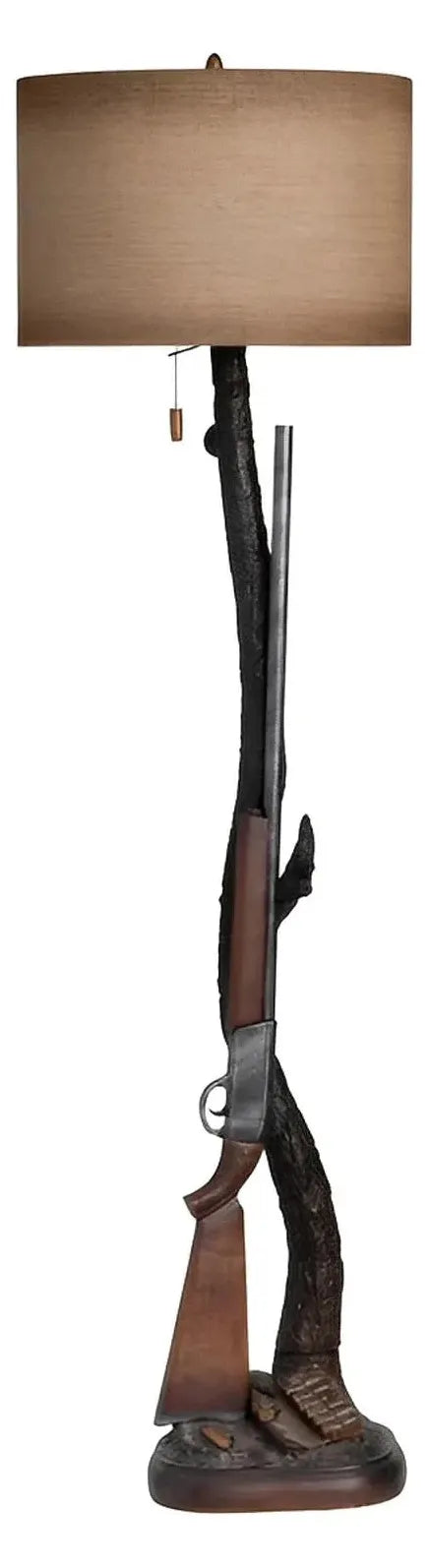 Birchwood Hunt Club Floor Lamp, Brown, Rustic, Rifle, Ammo