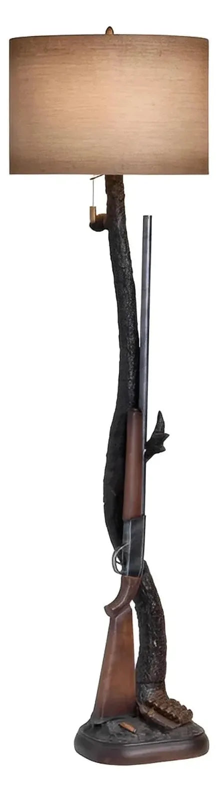 Birchwood Hunt Club Floor Lamp, Brown, Rustic, Rifle, Ammo