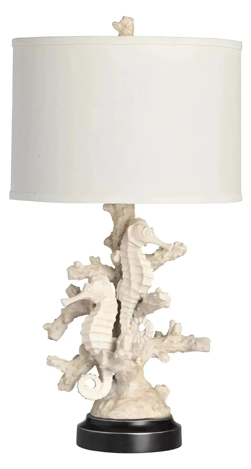 White Sea Horses of Cranberry Cove Table Lamps (2-Pack), Beige, Coastal