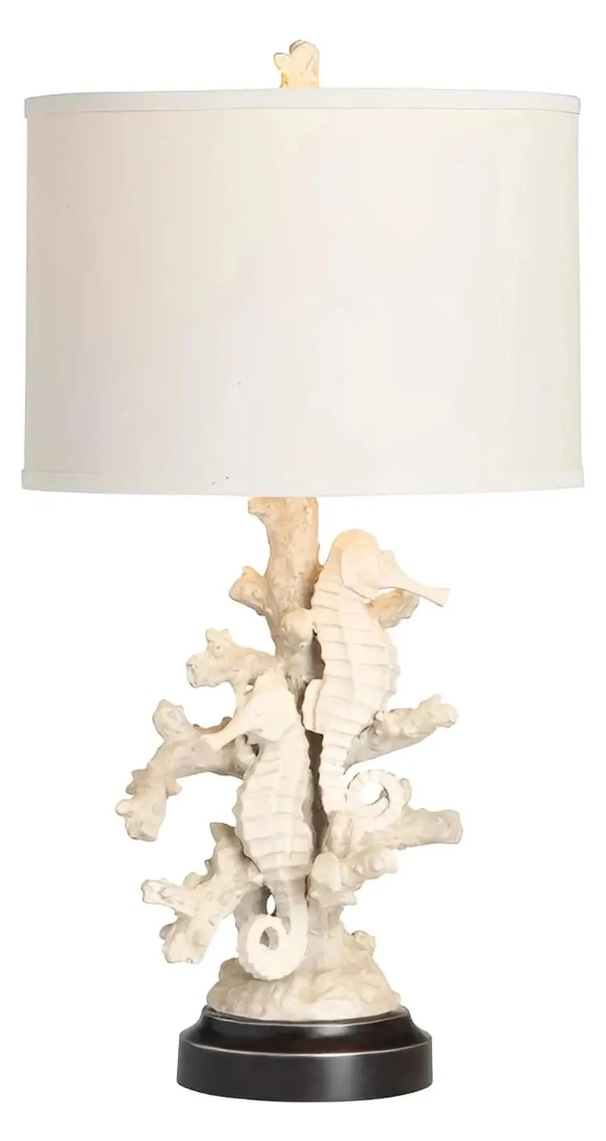 White Sea Horses of Cranberry Cove Table Lamps (2-Pack), Beige, Coastal