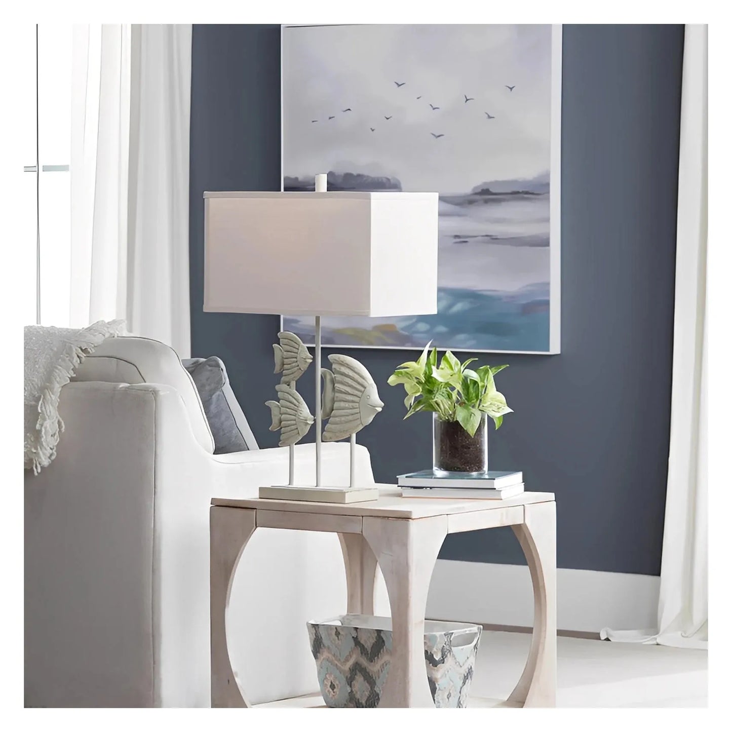 School of Fish in Newburyport Table Lamps (2-Pack), Natural, Coastal