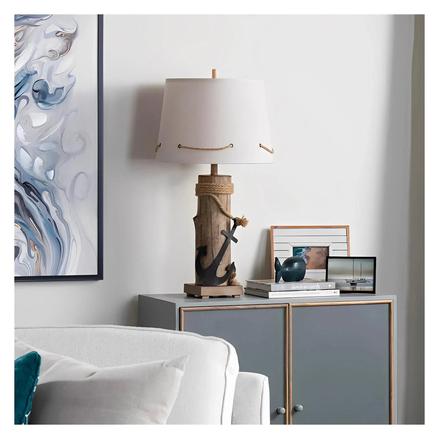 Driftwood Anchor Table Lamps (2-Pack), Brown, Coastal