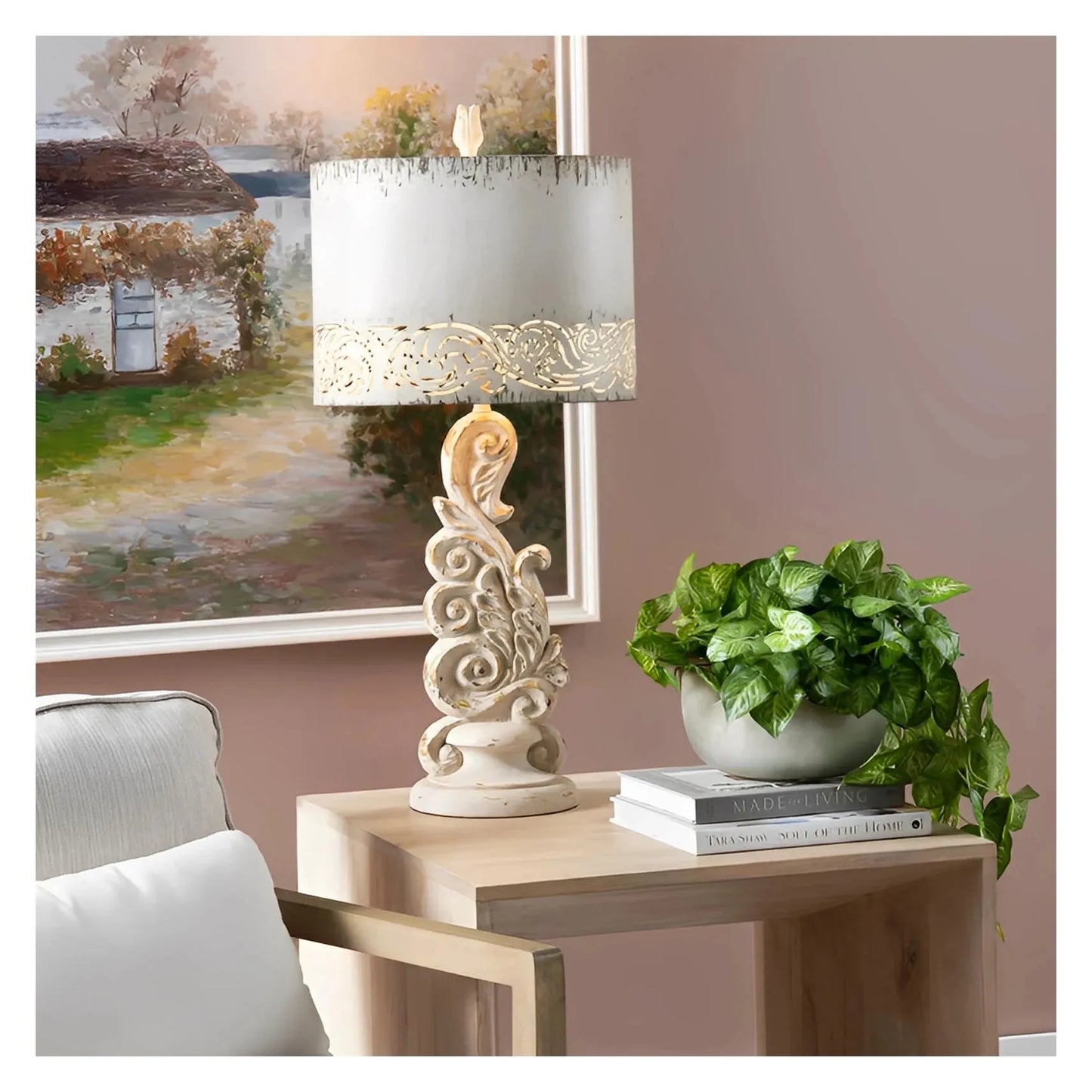 Rho of Windham Hollow Table Lamps (2-Pack), Beige, Rustic