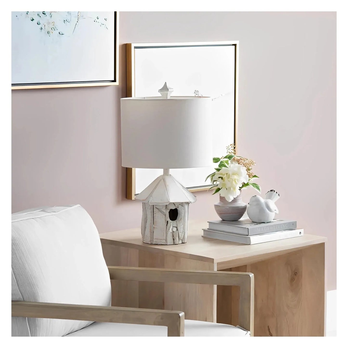 White Bird House Table Lamps (2-Pack), Rustic