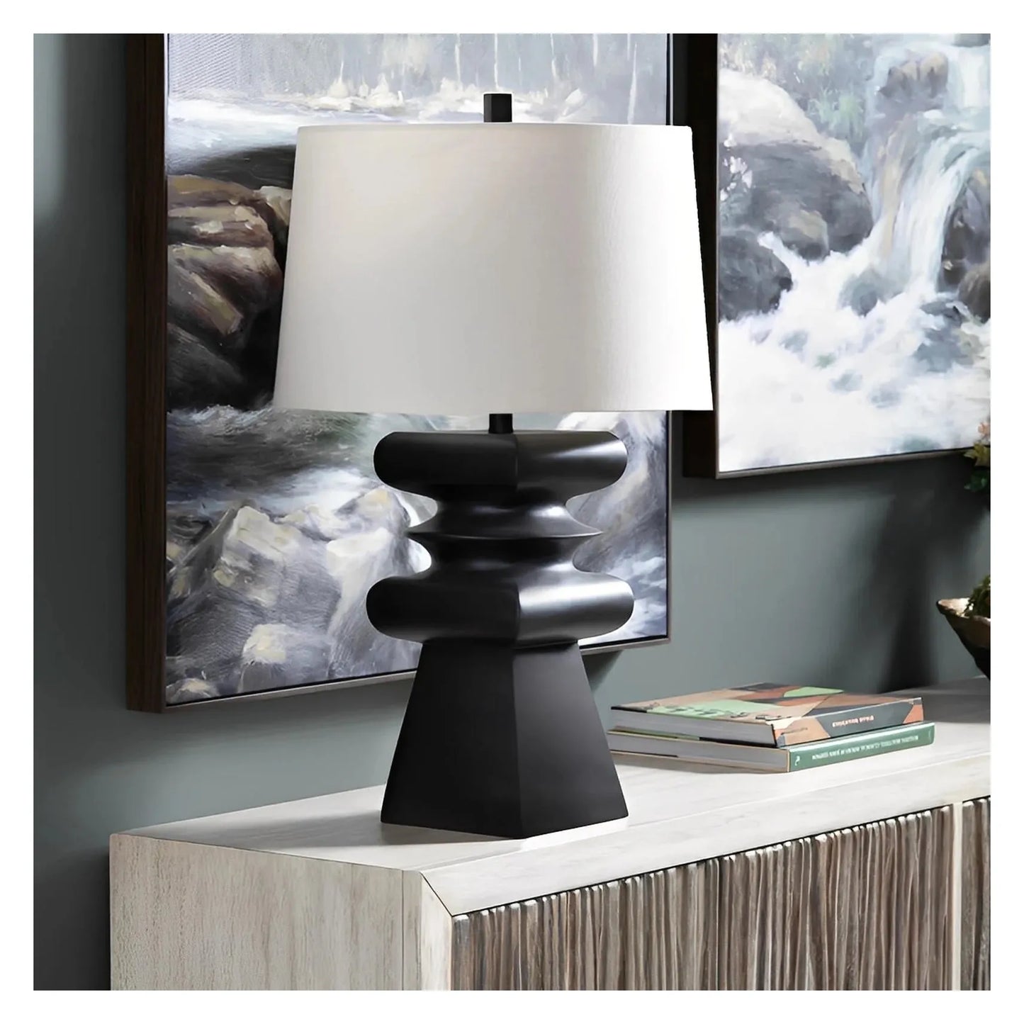 Mira of White Mountain Table Lamps (2-Pack), Black, Contemporary