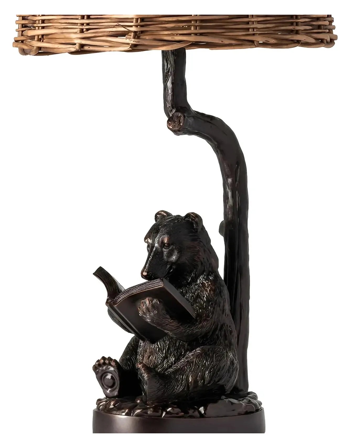 Knowledge Tree Bear Table Lamps (2-Pack), Black, Rustic, Reading a Book