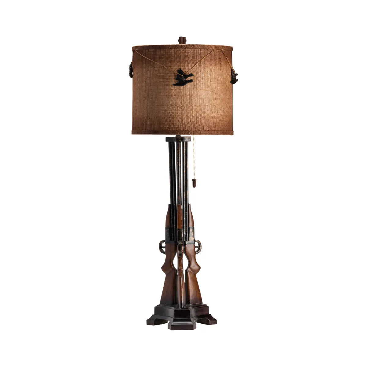 Resting Rifles Table Lamps (2-Pack), Brown, Rustic