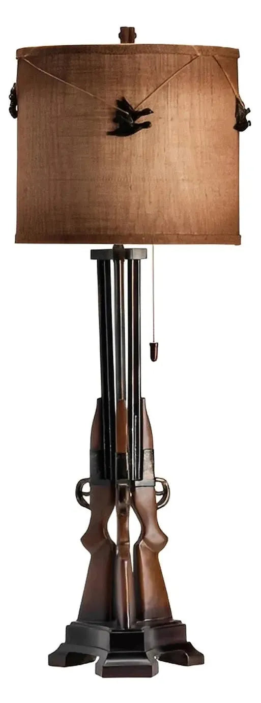 Resting Rifles Table Lamps (2-Pack), Brown, Rustic