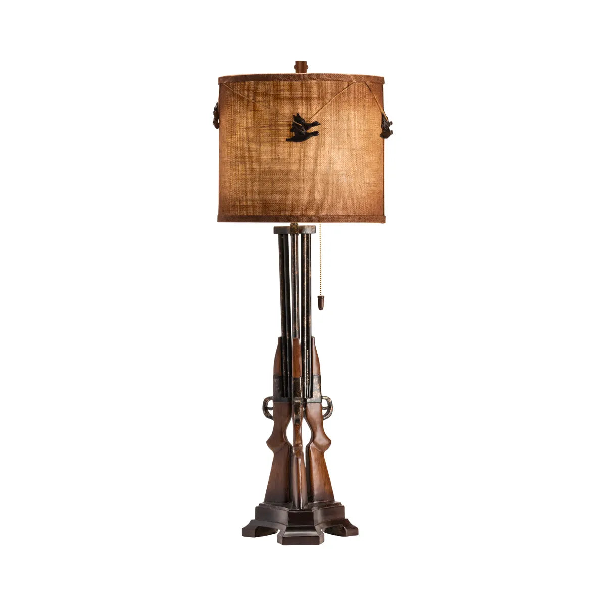 Resting Rifles Table Lamps (2-Pack), Brown, Rustic
